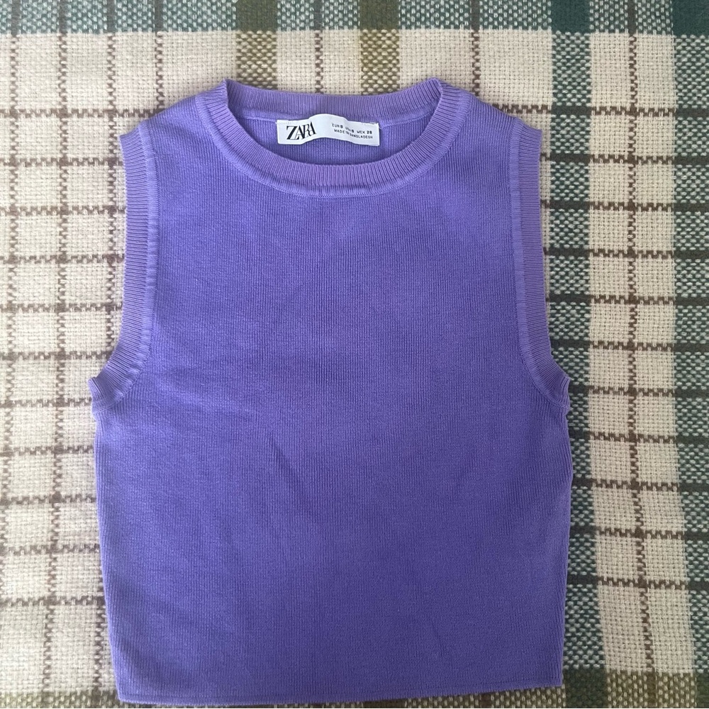 Zara Purple Sleeveless Crop Top